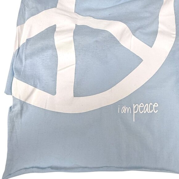 Peace Love World Oversized Scarf Light Blue Oblong Heart Peace Sign 14x84 NWT - Picture 3 of 9